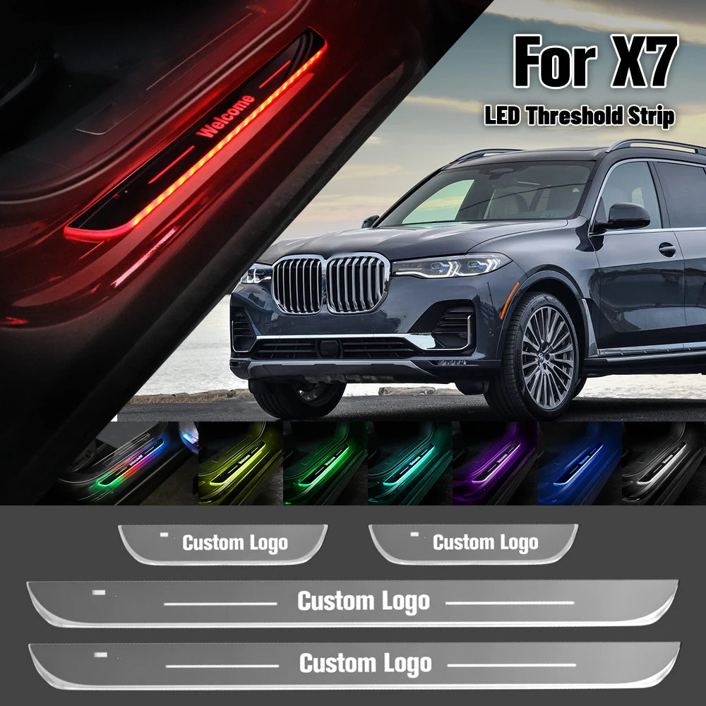 

For BMW X7 G07 2018-2023 Car Door Sill Light Customized Logo LED 2019 2020 2021 2022 Welcome Threshold Pedal Lamp Accessories