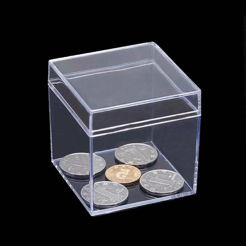Small Square Clear PS Plastic Storage Boxes for Mini Jewelry