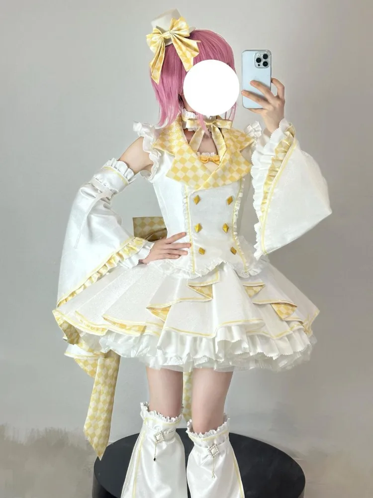 

Sweet Cute Lolita Bow Cake Dress for Women+ Y2k Aesthetic Vest Lapel Neck Coat Women+ Subcultural Oversleeve Three Piece Sets