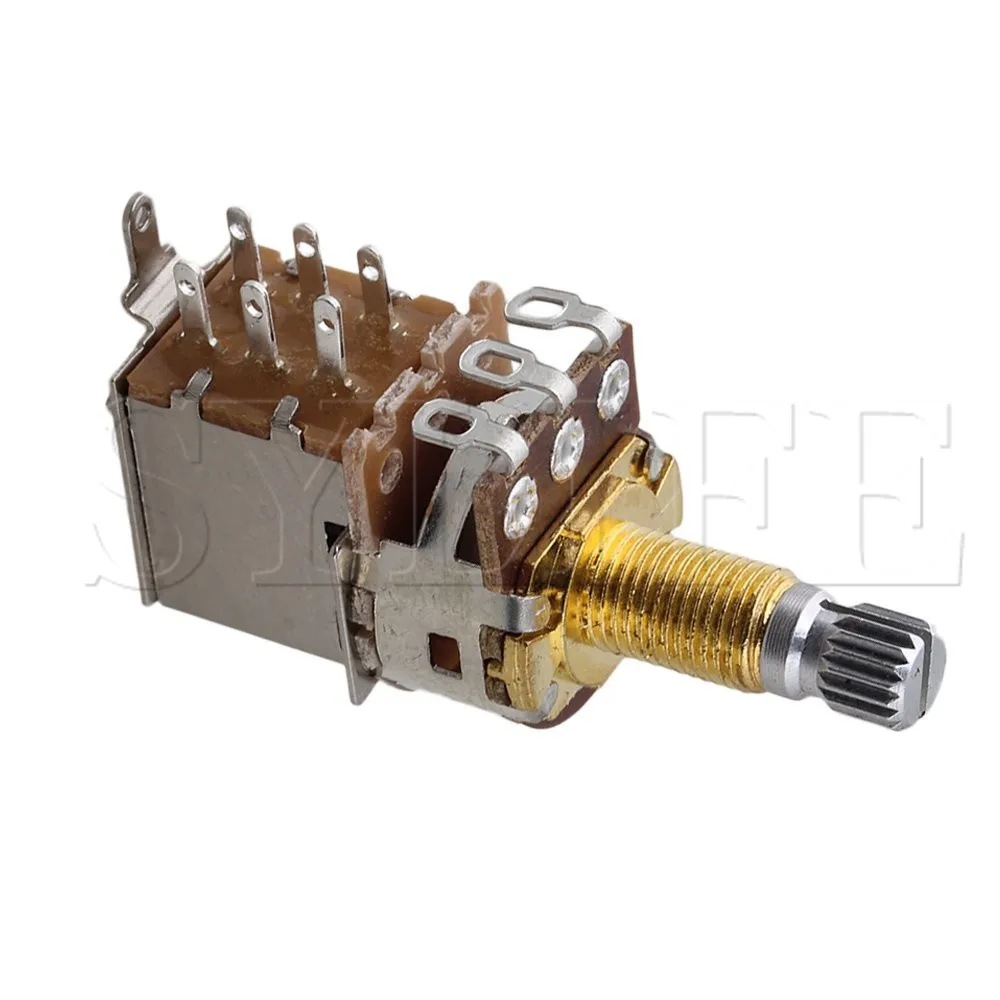 3PCS B500K18mm Gold Plated Shaft OHM Audio Tone Guitar Potentiometer Switch
