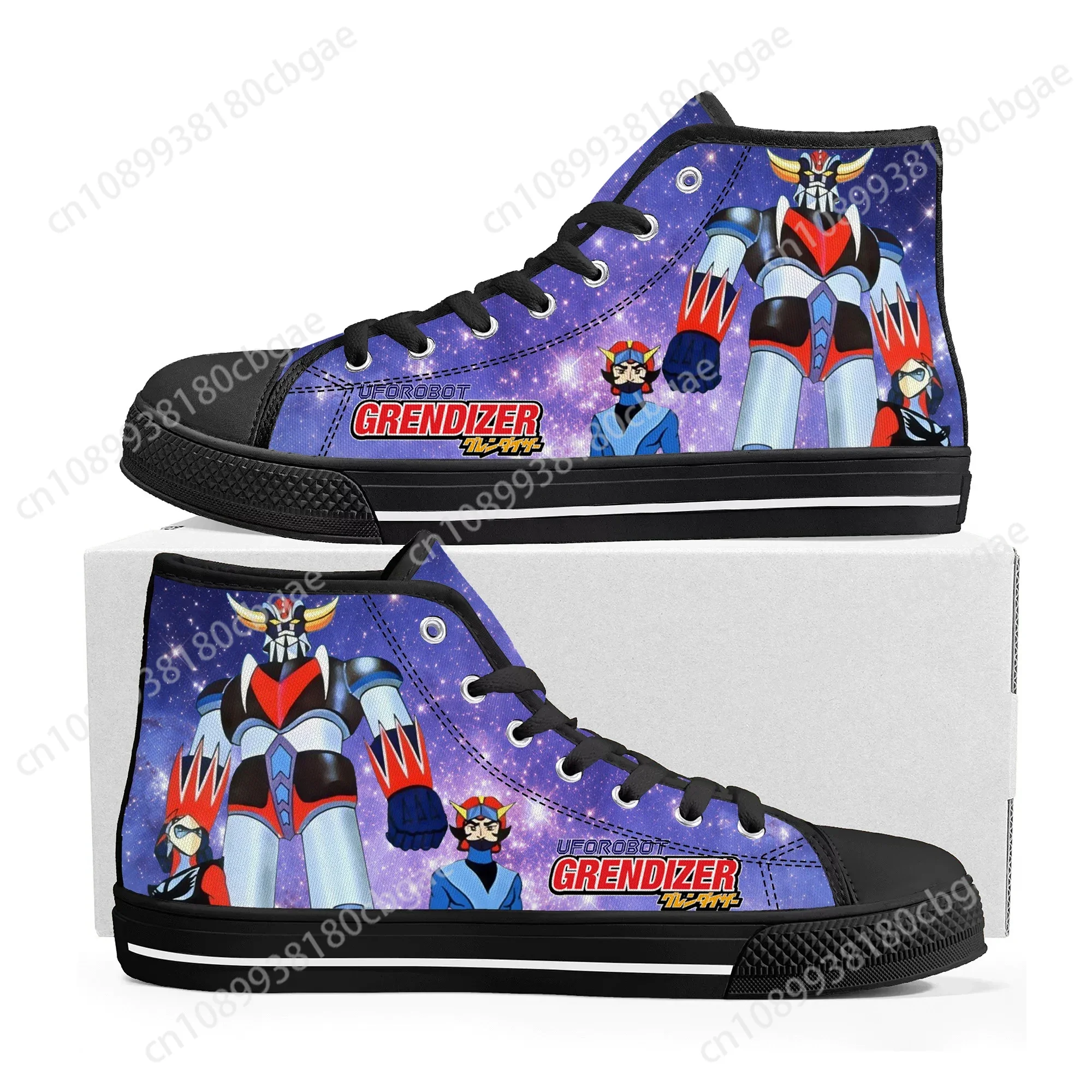 

Hot Cartoon UFO Robot Grendizer High Top Sneakers High Quality Men Women Teenager Canvas Sneaker Casual Couple Shoes Custom Shoe