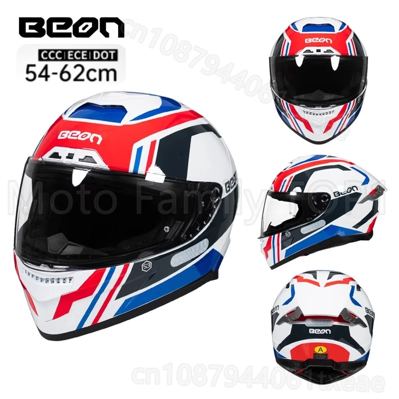 

BEON Full Helmet Motorcycle Helm Motorcycle Beon-507 Large Tail Racing Helmet All Seasons Men Women Riding Helmet casco moto