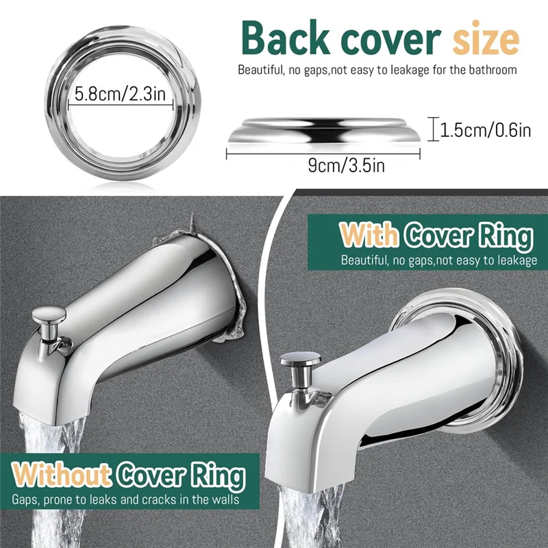 صنبور THIVN-Tub مع محول، صنبور حوض استحمام الحمام مع حلقة غطاء صنبور الحوض، يناسب أنبوب مياه نحاسي 1/2 بوصة (قطر 5/8 بوصة)