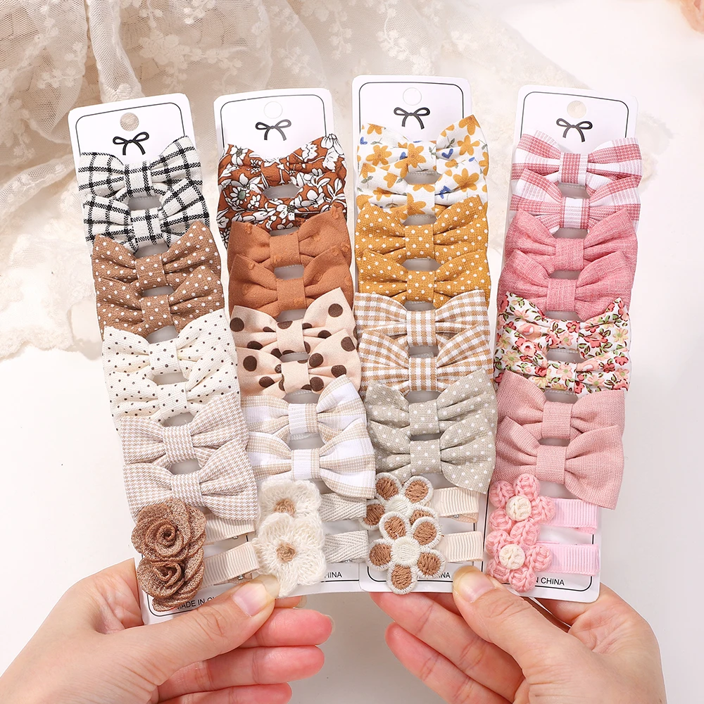 

Детские бантики для волос, 20 шт./набор, ручной работы, из ткани с принтом, мини-заколки-бантики для челки, заколки-ромашки