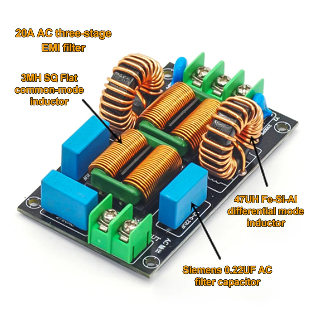 4A 10A 20A AC Power Filter Board Module EMI Filter AC Mains Purification HiFi Audio Decoder Amplifier