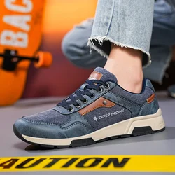 Men Plus Size Casual Loafer Sneakers Lace Up Canvas PU Upper Male Flat Boat Shoes Outdoor Hiking Walking Driving Shoes Promotion