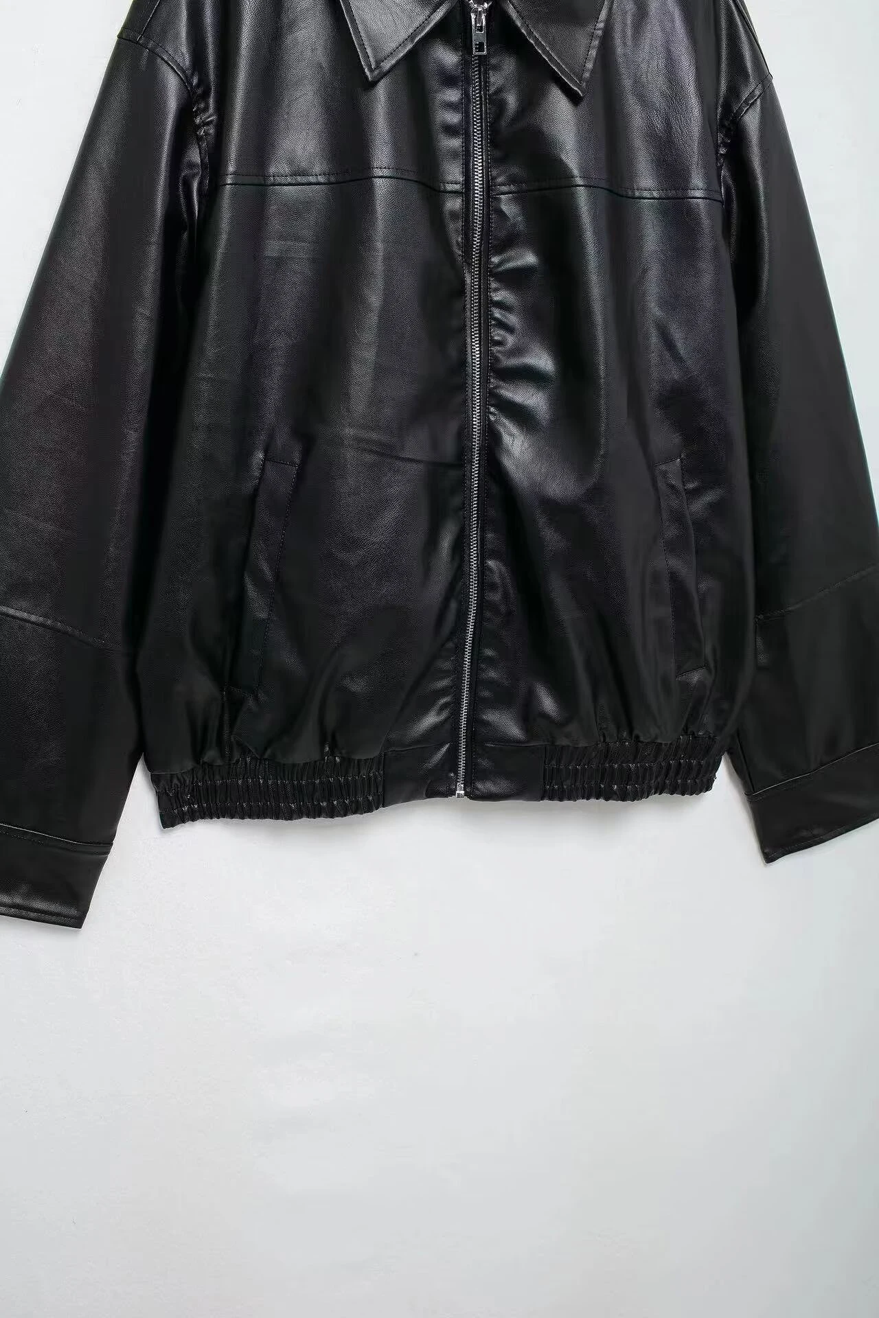 ZERAINS Autumn new women's clothing European and American style French fashion versatile textured leather jacket