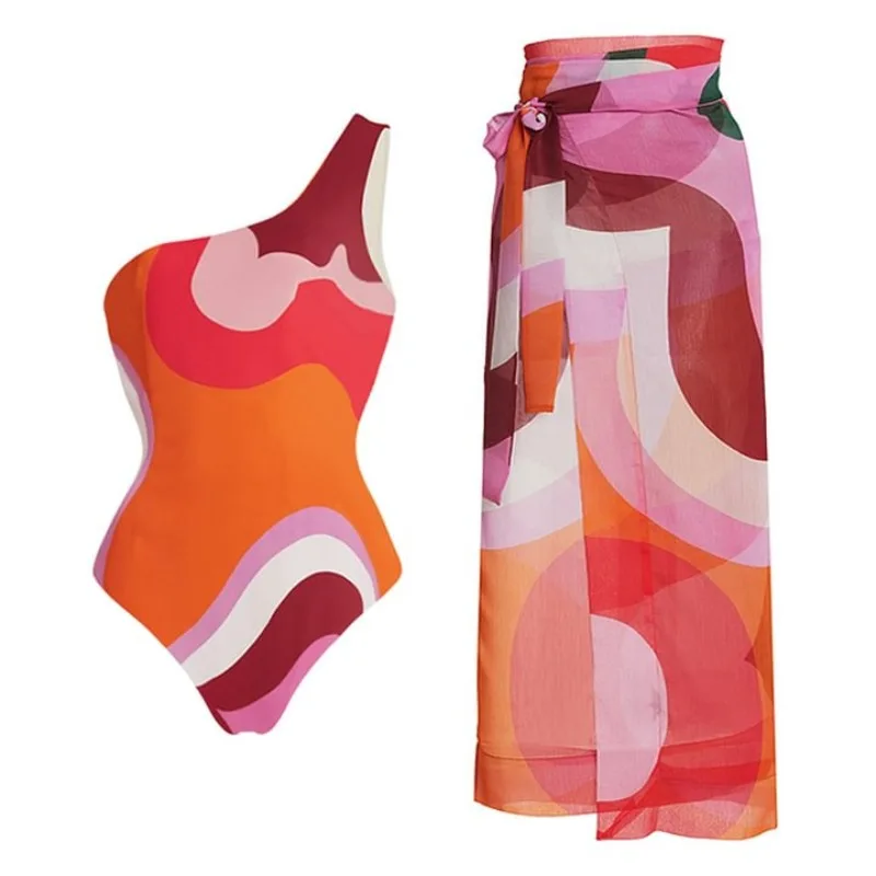 One Piece Swimsuit For Women One-piece Swimsuit European And American Geometric Print One-piece Swimsuit Suit