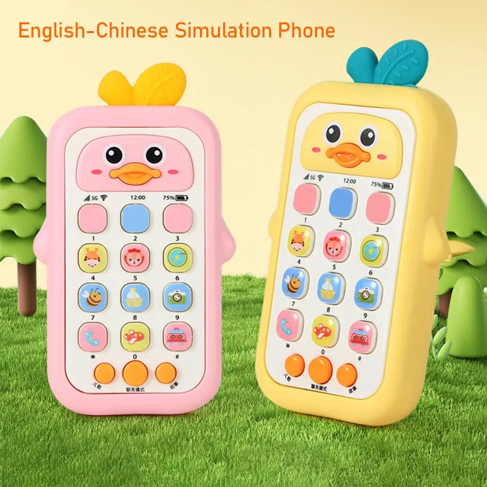 Baby Telephone Bilingual Music Toy Sound Machine Kids Infant Early Educational Mobile Phone Gift