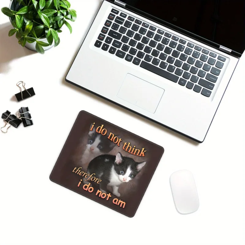 유머러스한 고양이 그림 작은 사각형 마우스 패드 미끄럼 방지 고무 베이스 휴대용 사무실 책상 패드 컴퓨터 노트북 PC 액세서리