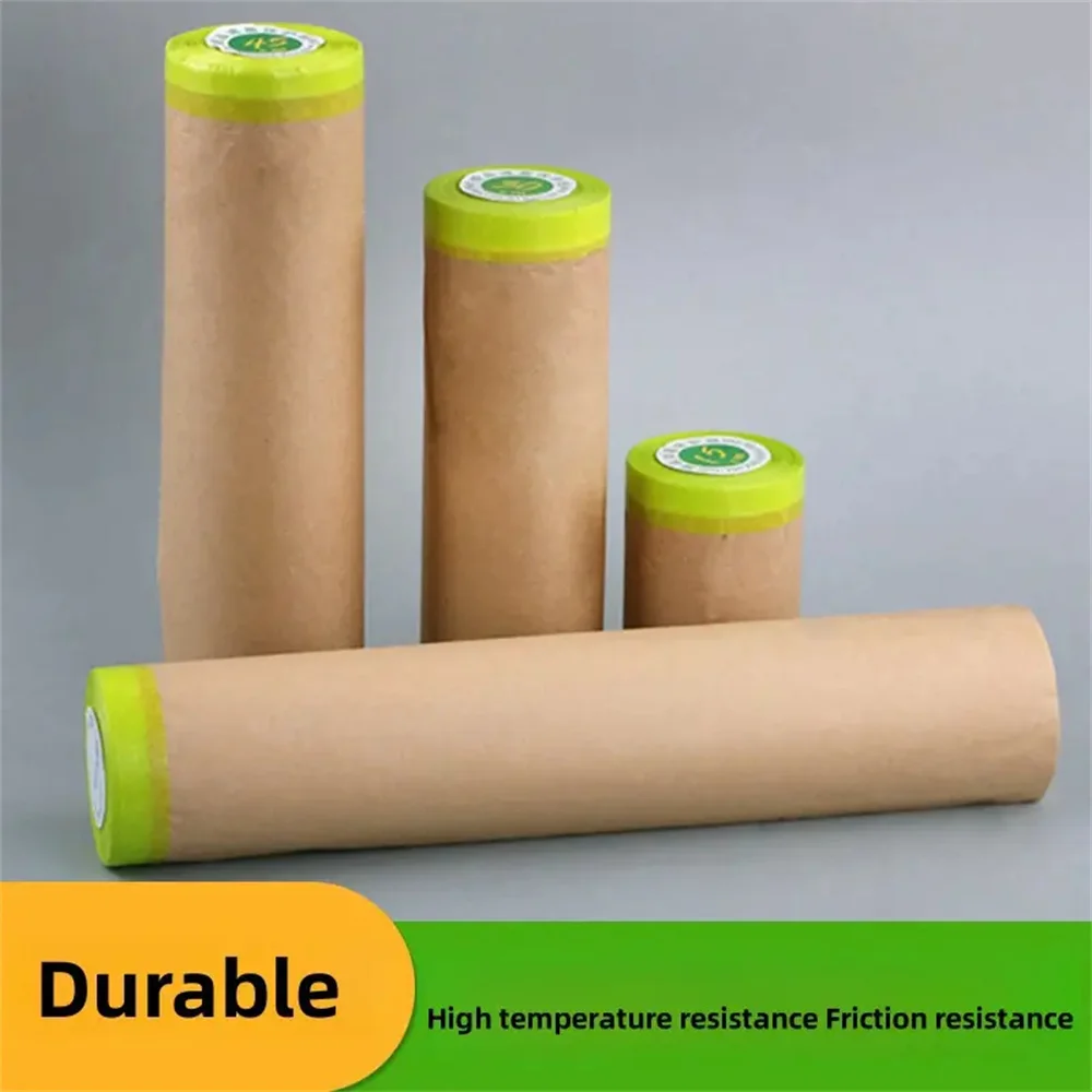 1 Roll Pre-Taped Masking Film Paper Painting Drop Film Painters Paper Roll, Assorted Paint Masking Paper For Car And Furniture