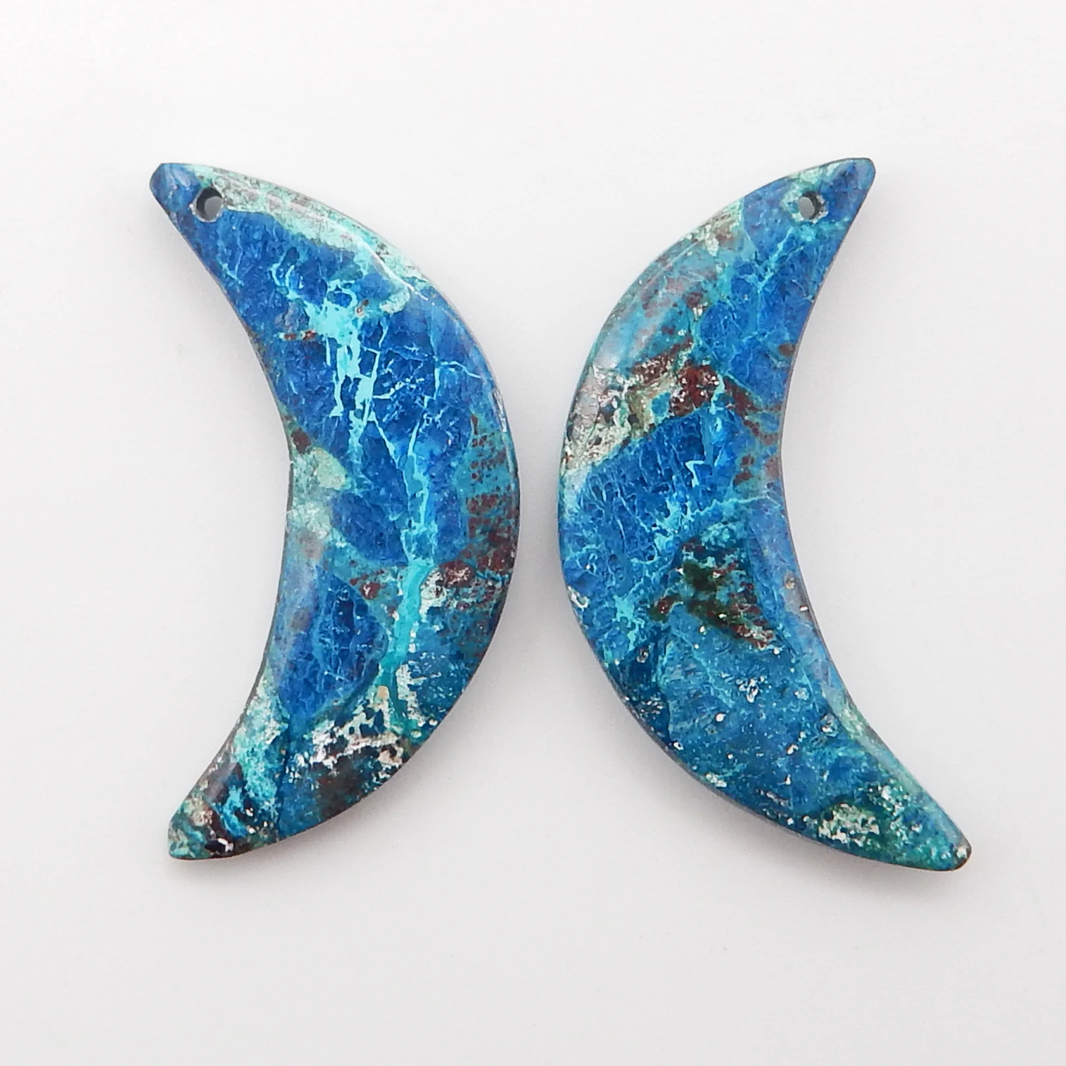 Natural Chrysocolla  Moon shape Earrings Handmade Jewelry for Women, Gemstone Earrings Beads for Jewelry Making