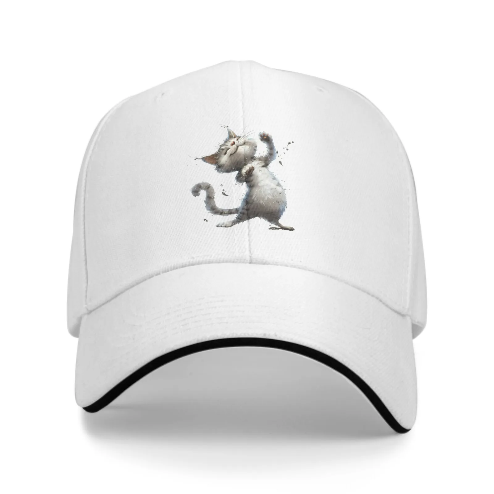 Dancing Cat Baseball Cap Stamping Printing Sandwich Duck Tongue Hat Spring Summer Fashion Washed Sports Outdoor Travel