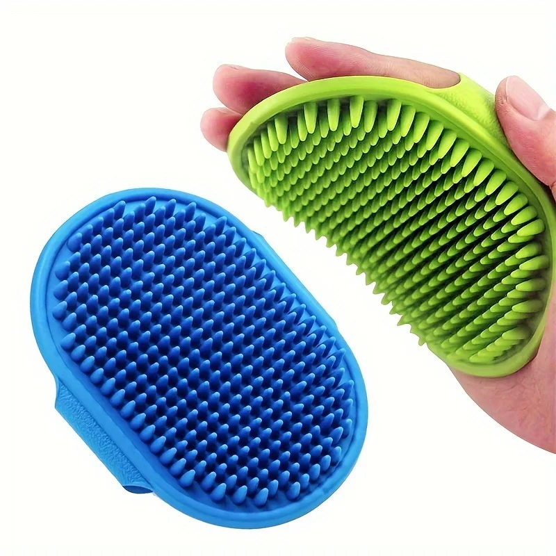 Escova de Banho para Cães em Silicone, Escova de Massagem para Animais de Estimação, Escova de Shampoo para Animais com Cabo Circular Ajustável