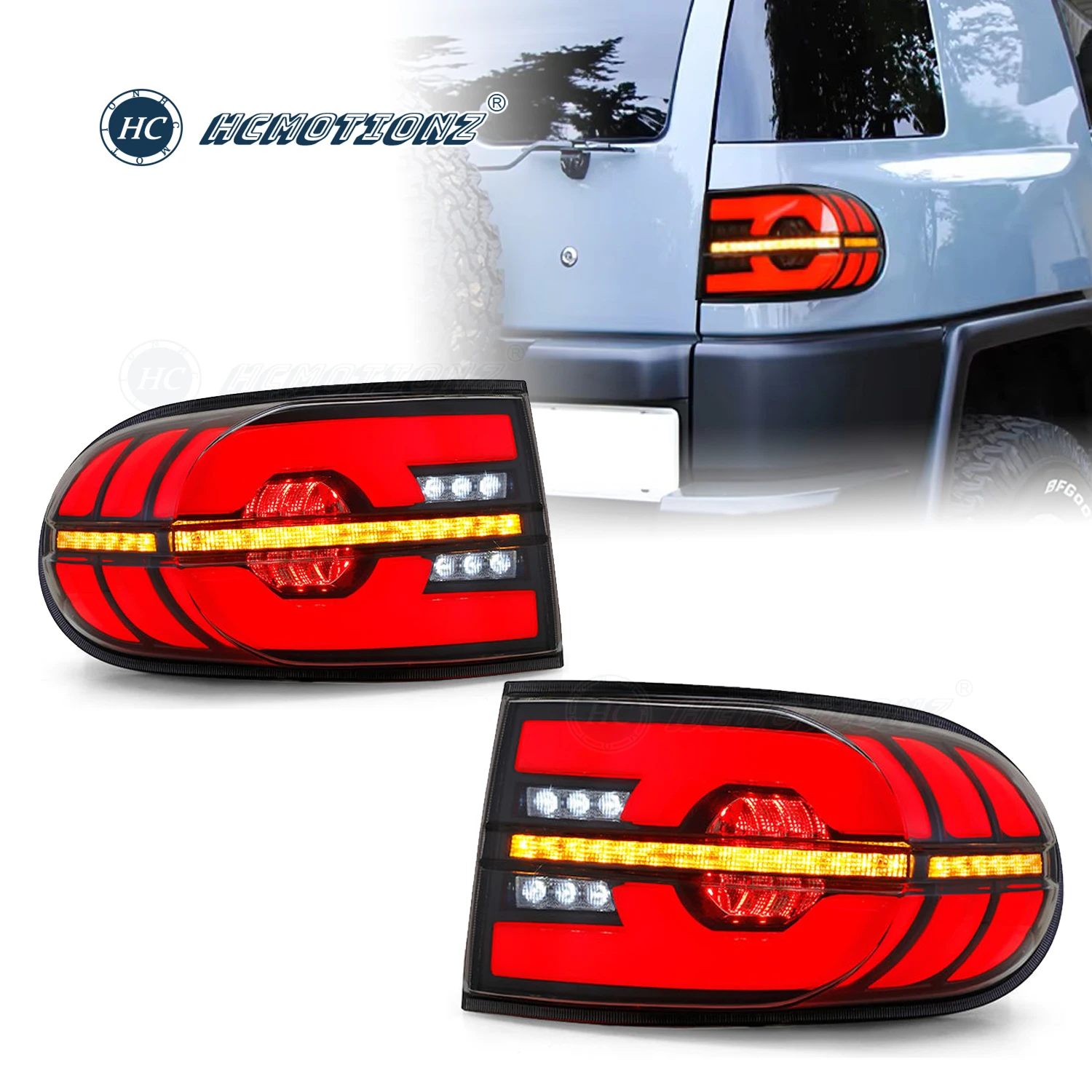 

HCMOTIONZ LED Tail Lights for Toyota FJ Cruiser 2007-2015 2PCS Back Lamps DRL Start up Animation Assembly