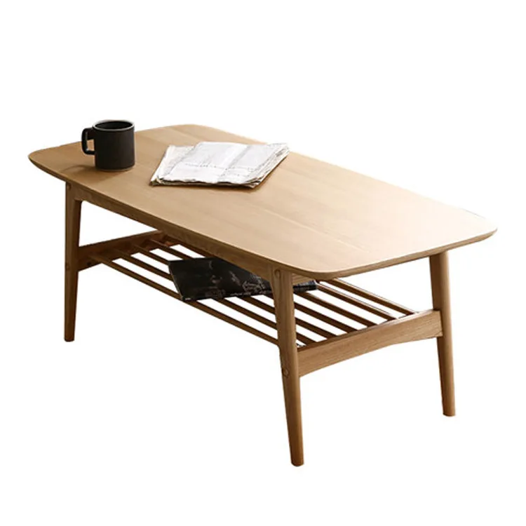 Nordic practical coffee table small apartment modern simple living room Japanese  white oak double small coffee