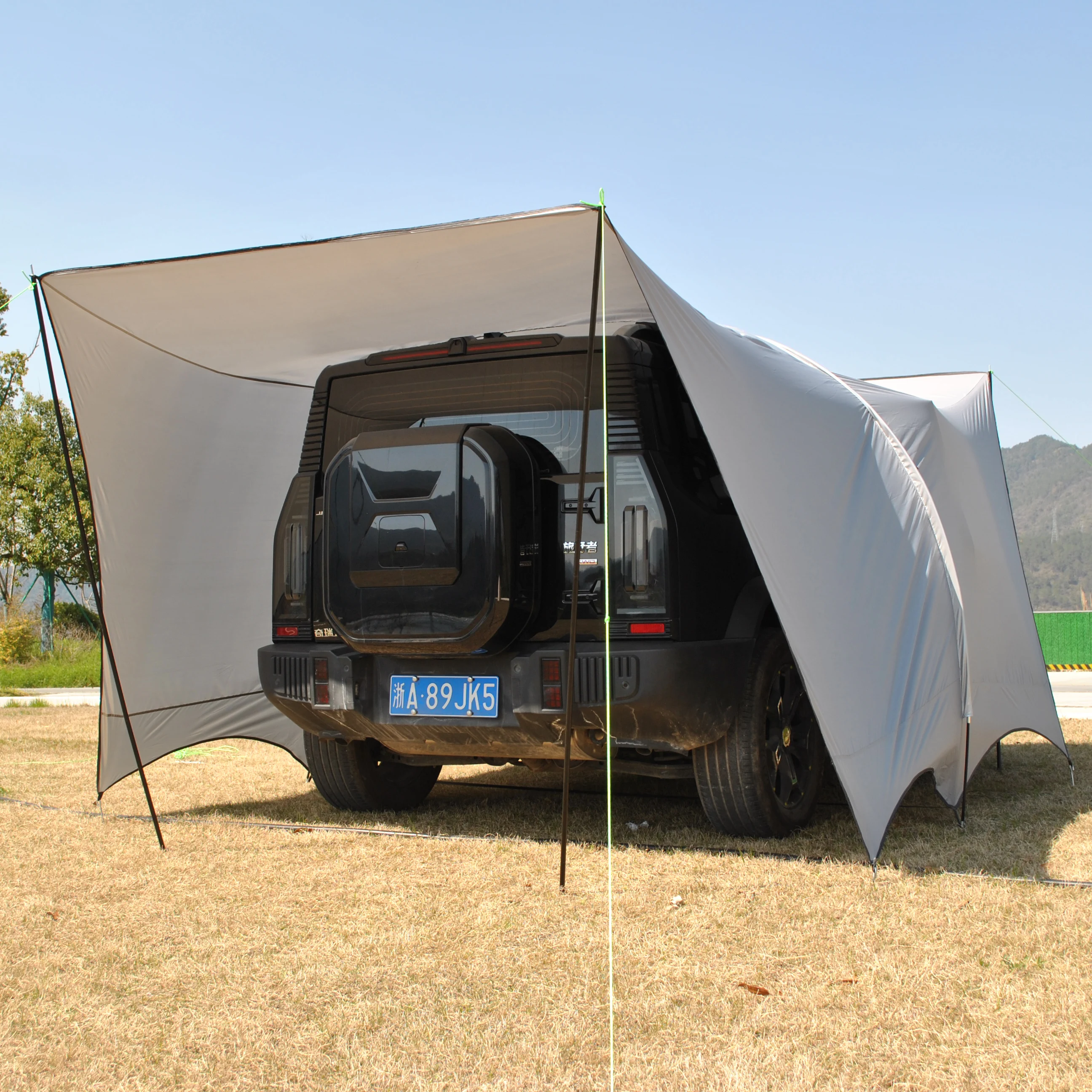 Camping Tarp 6 Person Car Awning Blackout Waterproof Hammock Rain Fly Sun Shade Rain Protection Canopy for Outdoor Beach Picnic view 4