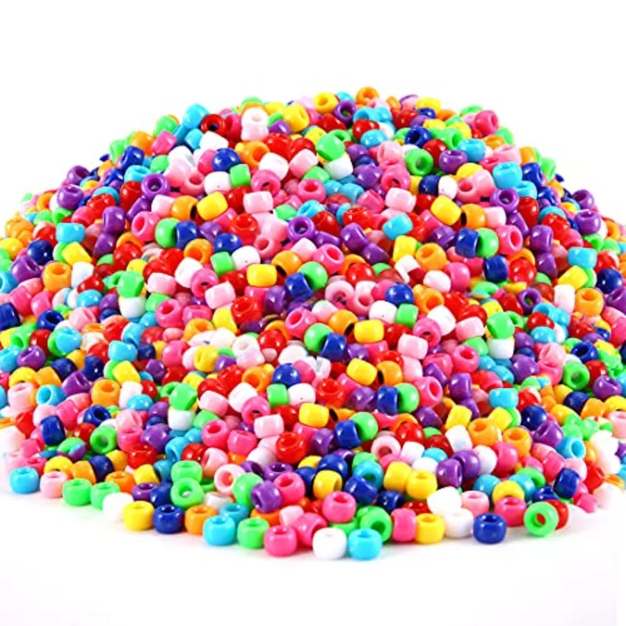 

Quality Assurance 3000+ pcs Pony Beads, Multi-Colored Bracelet Beads for Hair Braids, Plastic Bead for Crafts Large Pack, Class