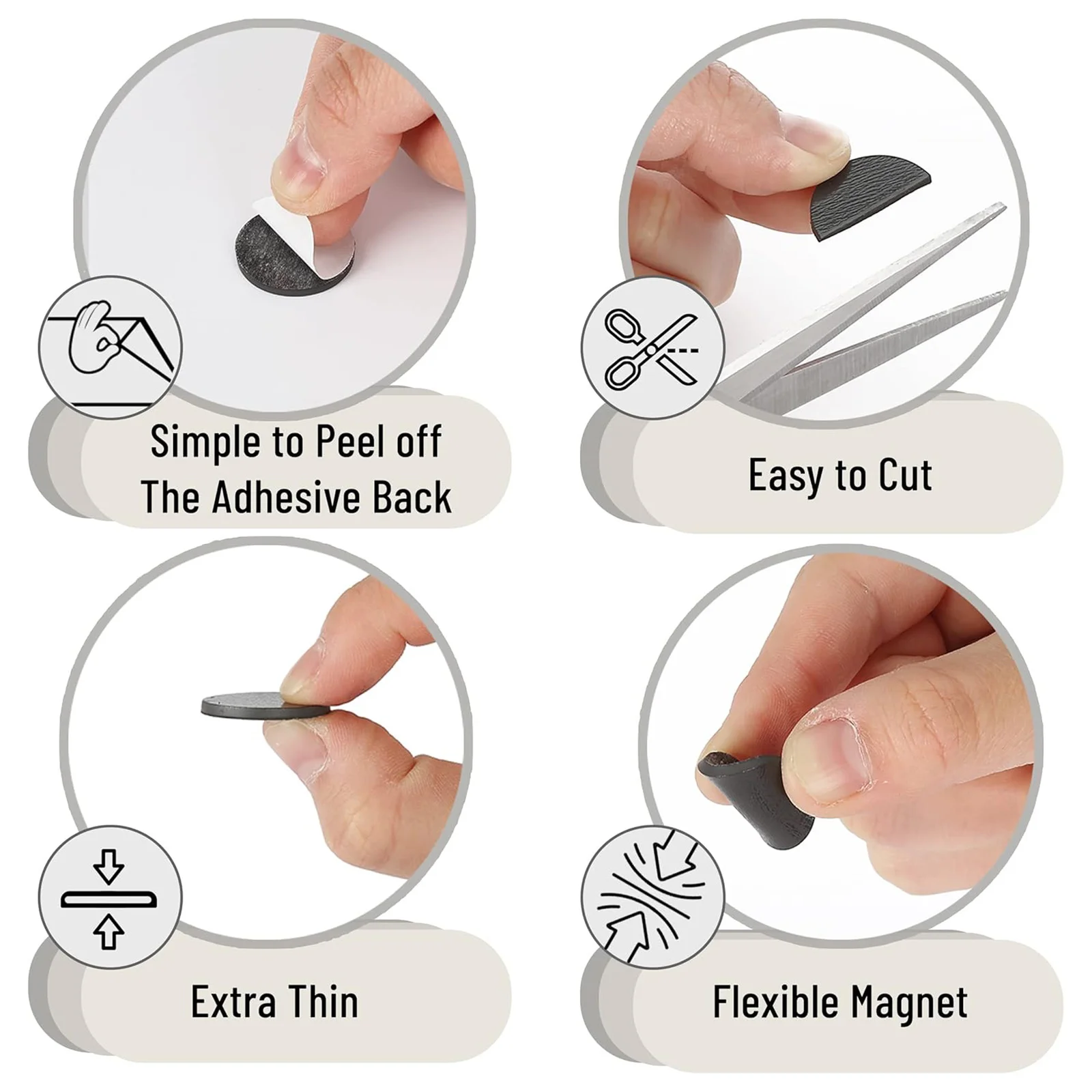 ESHANG Punti magneti rotondi con supporto adesivo per artigianato - Nastro magnetico autoadesivo flessibile - Foglio magnetico flessibile