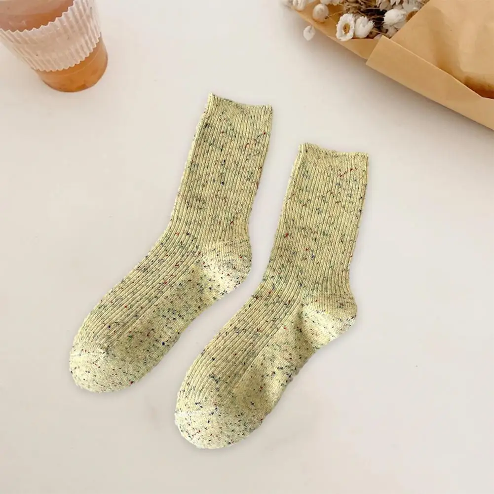 Cute Simple Socks Women Cotton Blend Socks Women's High Elasticity Mid-tube Socks for Fall Winter Soft Anti-slip Warm Thickened