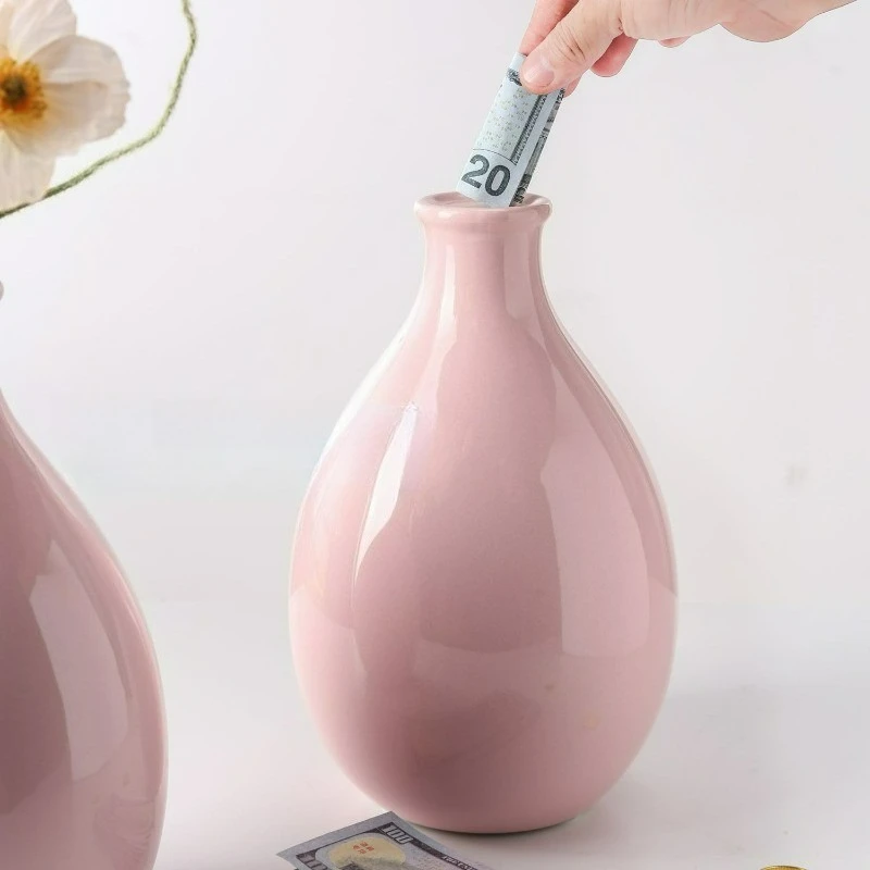 The New Ceramics Can Only Enter and Exit The Piggy Bank An Adult Money Boxes Disguised As A Vase and Home Desktop Ornaments.