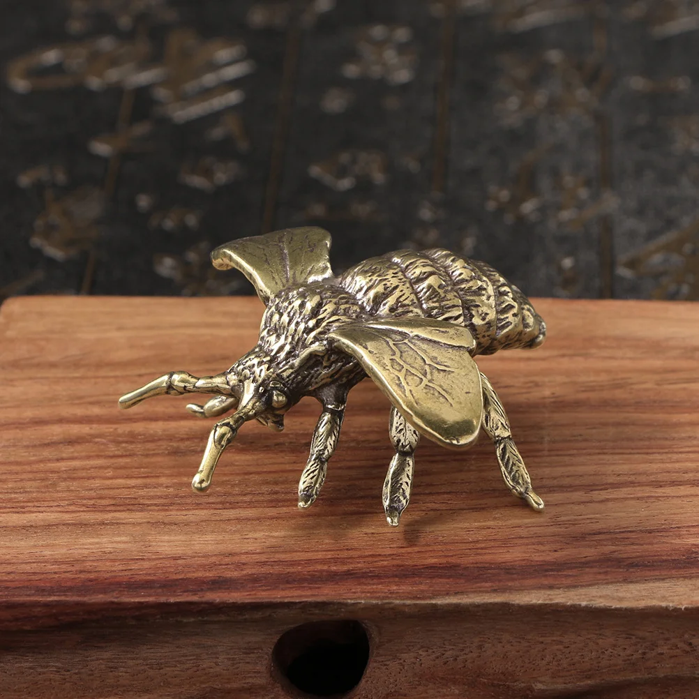 

Vintage Brass Bees Decorative Home Ornament Miniature Desktop Animal Sculpture Elegant Design Intricate Details