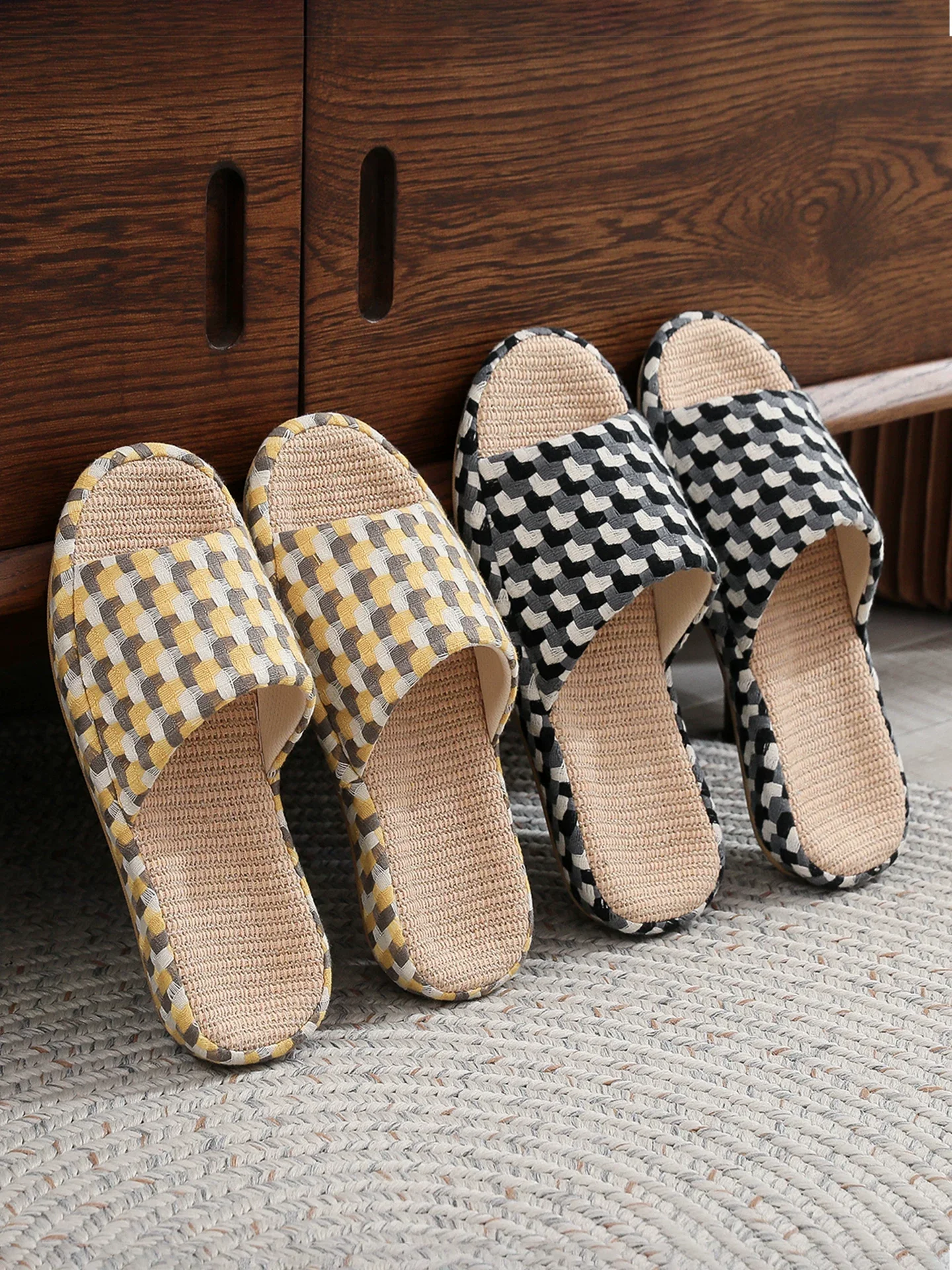 Men's & Women's Summer Linen Slippers – Premium Fabric Arch Support Massage, Non-Slip Soft Rubber Sole, Breathable Indoor House