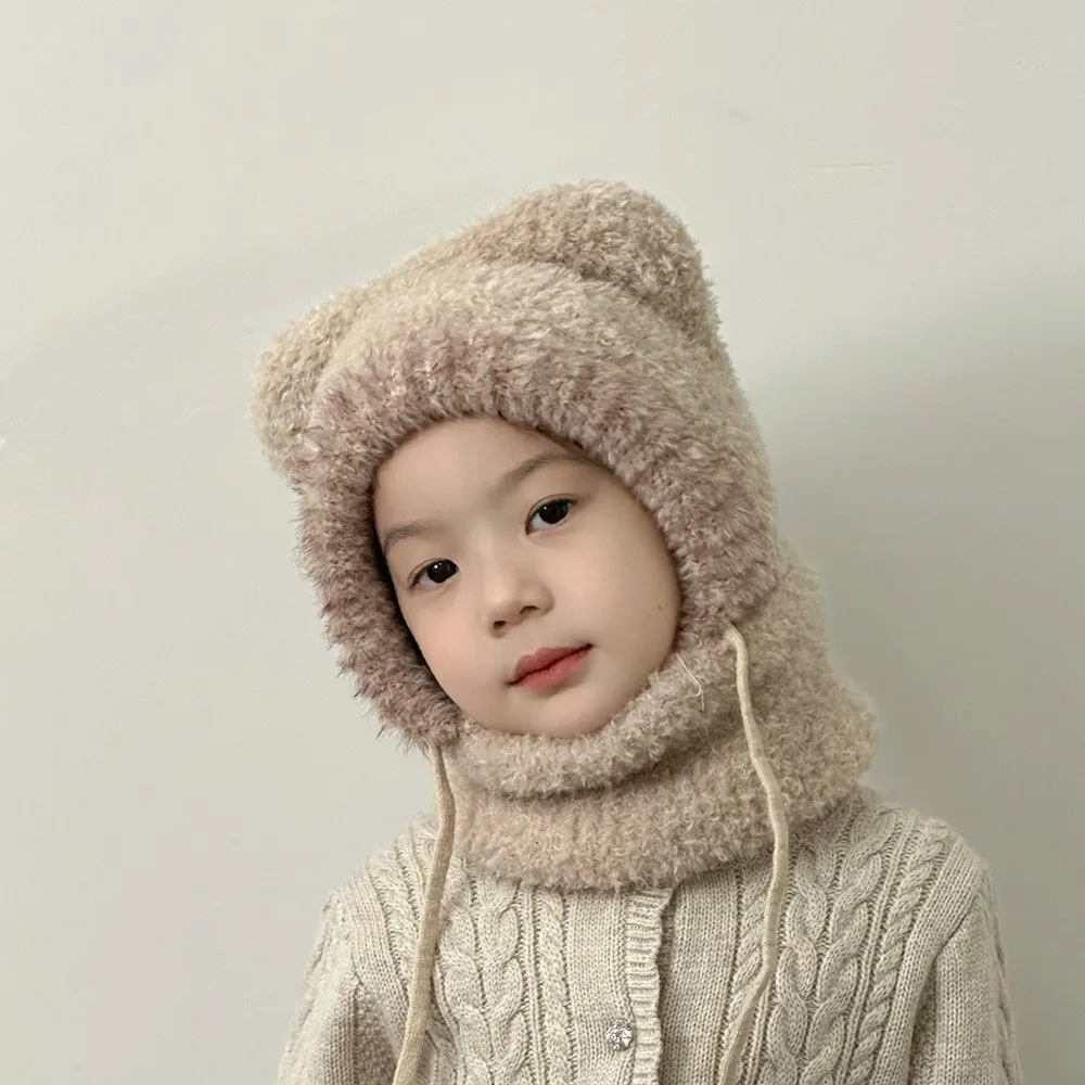 

Fashion Winter Warm Knitted Pullover Hat Windproof Children's Balaclava Hat Thick Ear Protection Face Guard Hat