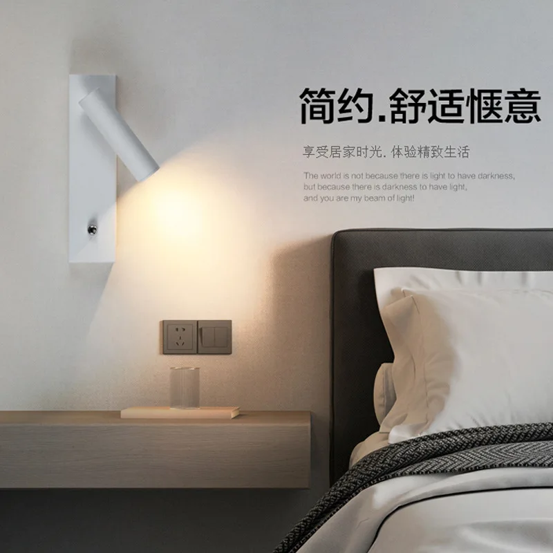 

Hotel Adjustable Bedside Bed Rotatable with Switch Flexible Folding Recessed Mounted lamp 3W Swinging Arm led Reading Wall Light