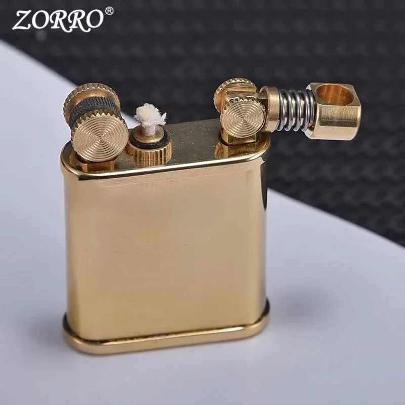 Zorro\'s New Retro Pure Copper Kerosene Lighter Old-fashioned Windproof Lighter High-value Men\'s Lighter