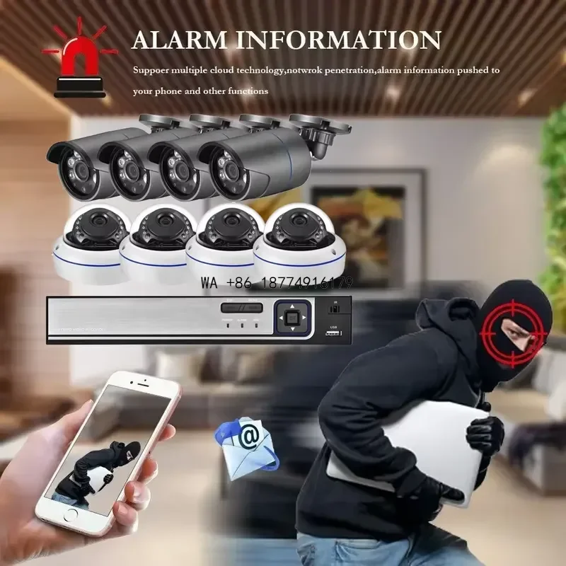wmwmnu Gadinan 4K Definition 8MP Security Protection System H.265 POE NVR Kit CCTV Outdoor Waterproof Dome Video Surveillance