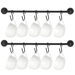 Hat Rack Wall Mounted Metal Clothes Rack Multi-purpose Hanging Rod for Closet Storage with Hook For Bedroom Kitchen Shelf