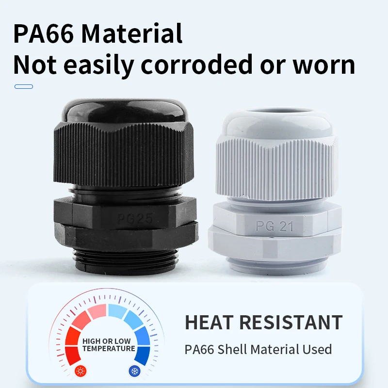 JINH PG25 Thread Cable Joint 10-Pack IP68 Nylon PA66 Watertight Gland Black White Locknut Entry Seal For 18-25mm Electrical Wire