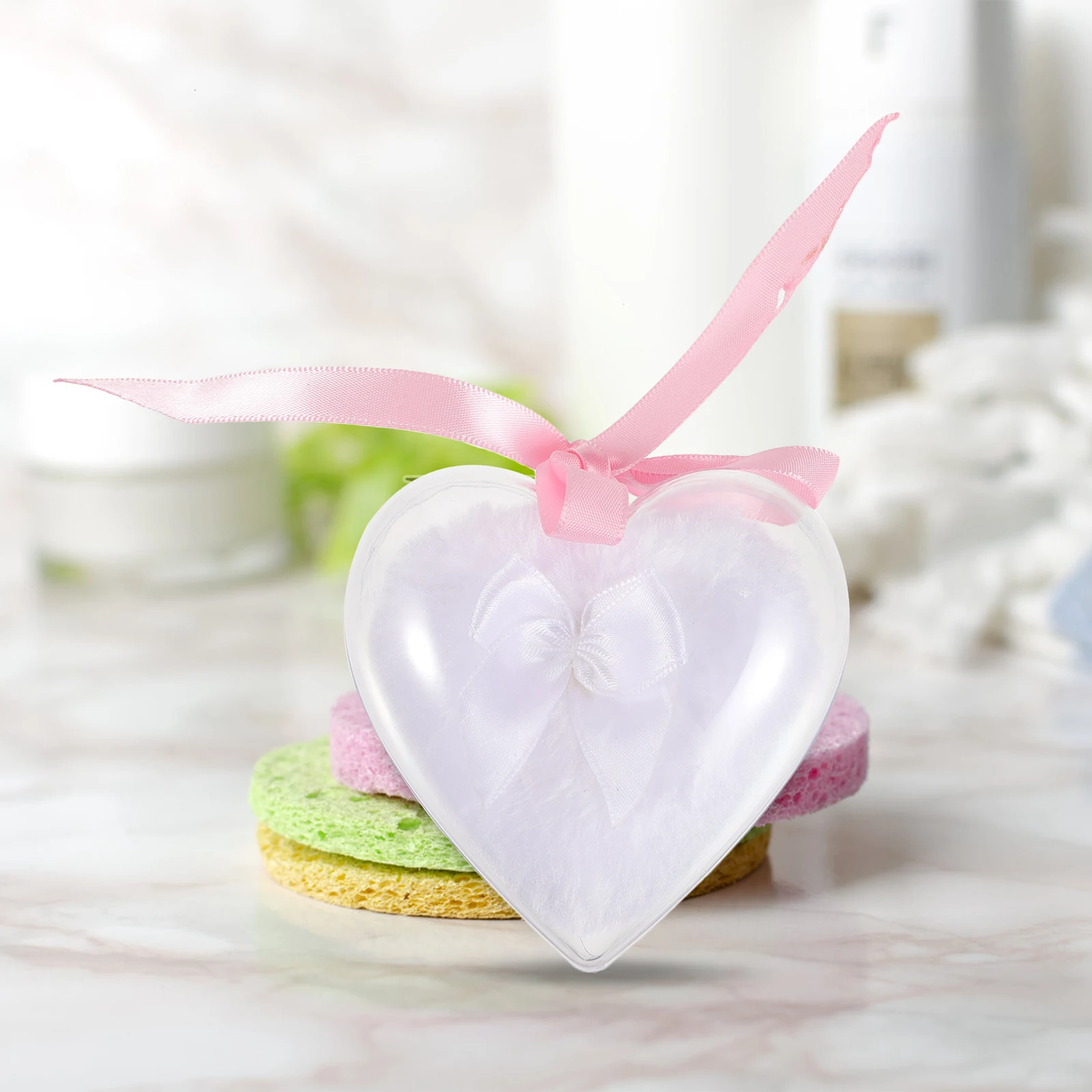 

2Pcs Heart Bow Makeup Soft Reusable Powder Puff Portable Face Applicator Makeup Sponge for Foundation Blending