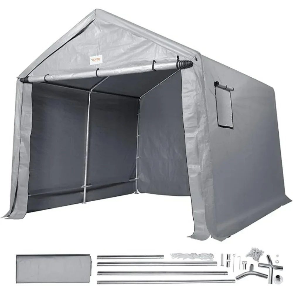 Outdoor Portable Storage Shelter,6x8ft Heavy Duty Instant Waterproof Storage Tent Sheds with Roll-up Door and Ventilated Windows