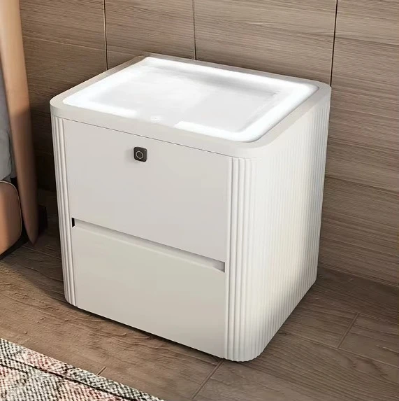 Intelligent Bedside Table Rechargeable Storage Socket Audio and Modern Simple Multi-functional Bedside Table With Light