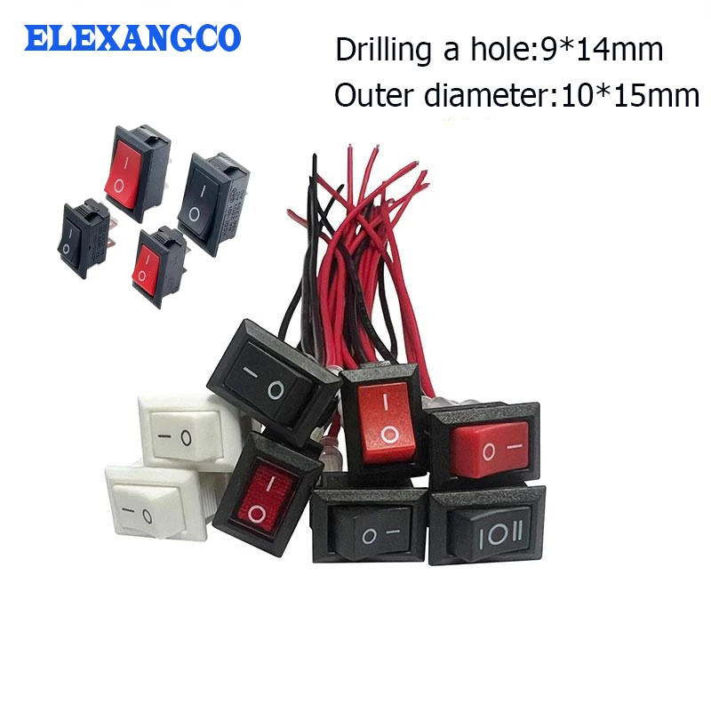 

5 комплектов сверхмалых кулисных переключателей для лодки KCD11 — 2 контакта, 2 положения, мини-размер 15*10 мм, для осветительного оборудования, кнопка питания 3A 6A