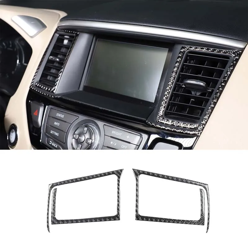 

For 2013-2018 Nissan Pathfinder Soft Carbon Fiber Car Central Control Air Vent Panel Frame Sticker Car Interior Accessories 2Pcs