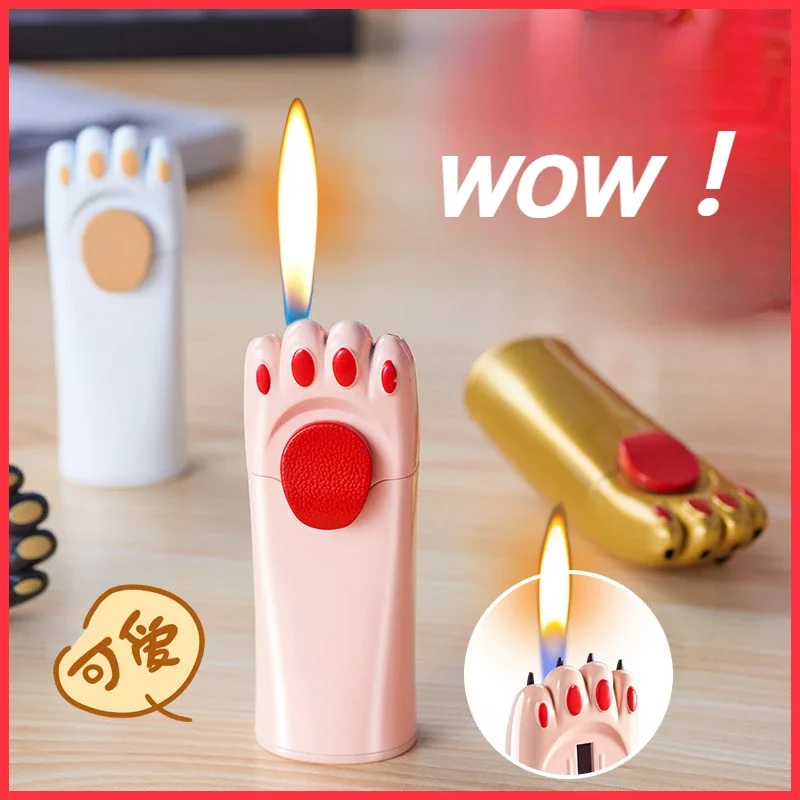 

2025 New Mini Cute Cat Claw Lighter Personalized Inflatable Open Fire Lucky Cat Claw Portable Lighter Smoking Gift