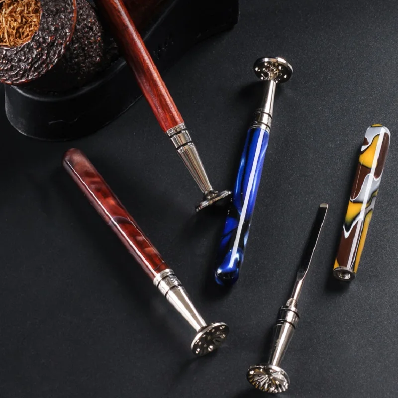 New Club Shape Authentic Pipe Tool 8deco Red wood Tobacco Pipe Tamper Pokers Tool Tobacco Acrylic Smoking Accessories Cleaners