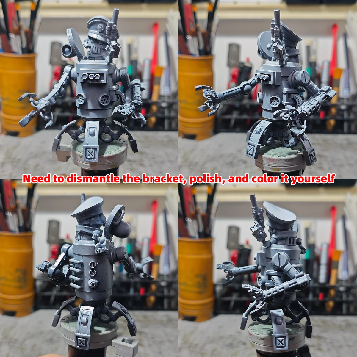 Q-Version Modellbausatz 3D-Harz Miniatur-Soldatenfiguren Diorama Unbemalte Sci-Fi-Cartoon-Pilotierte Mecha-Drohne DIY – Detail 8