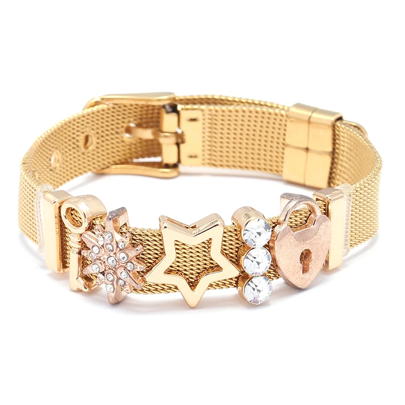 10 مللي متر الحب مفتاح القفل الخرز شبكة من الاستانلس استيل أساور Charm بها بنفسك سحر حارس أساور الإسورة للنساء صديقة الرجال المجوهرات