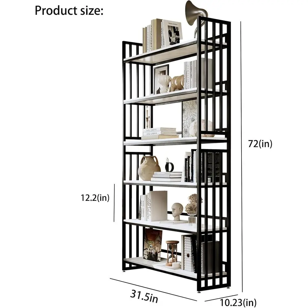 منظم رف كتب بطول 6 طبقات 72 بوصة للأقراص المضغوطة والأفلام والكتب - تخزين حديث للمكتب المنزلي وغرفة النوم وغرفة المعيشة #2