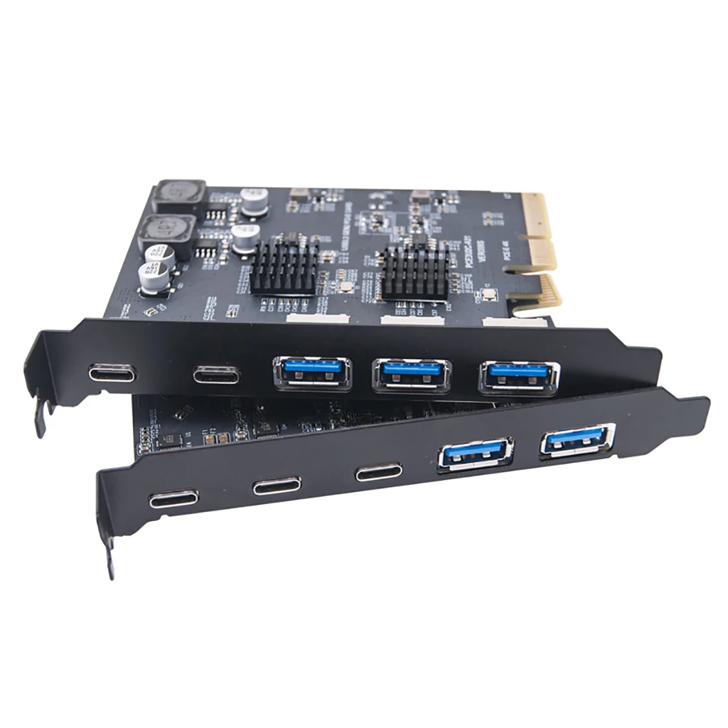 

XT-XINTE USB3.2 Expansion Card GEN2 10Gbps PCI-E 4X Adapter Card TYPE-C Type-A ASM3142+VL822 Dual Chip Controller Board for PC