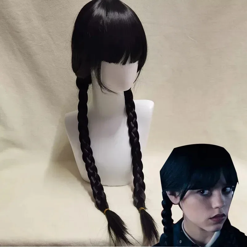 

asdh8@Bear's Den Movie Addams Cosplay Women Long Hair with Bangs High Temperature Resistant Synthet Braided Wig Hallowee New 202