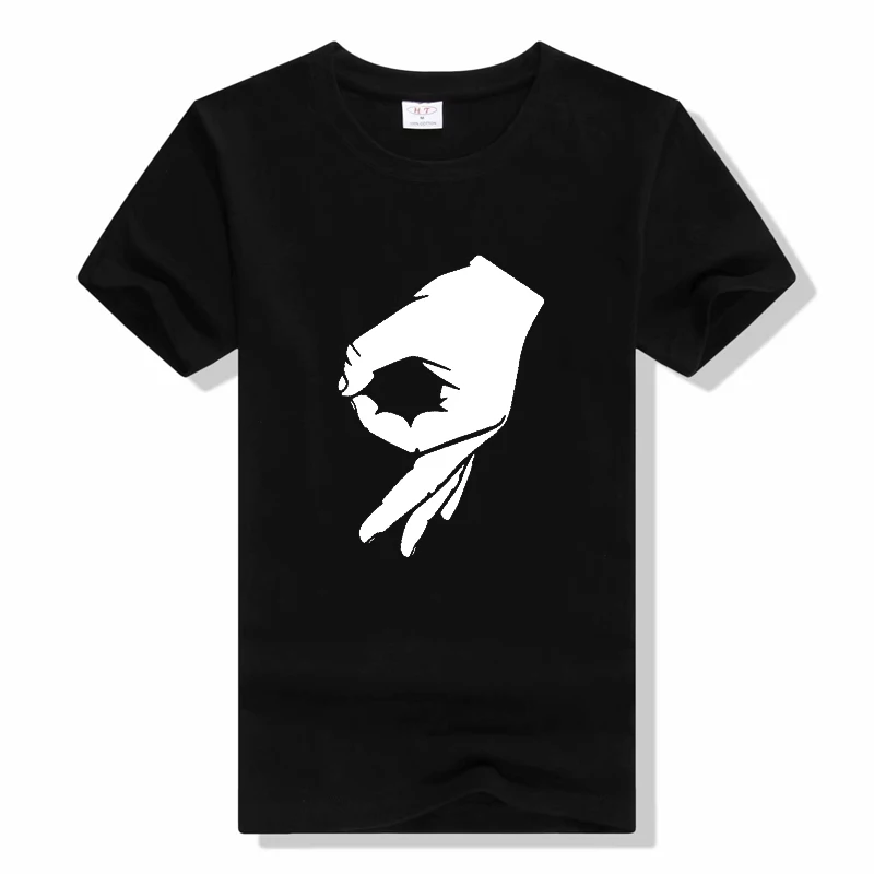 Okay Hand Sign Finger Ok Prints T-Shirts loose letter t shirt Personality Street Short Sleeve Breathable O-Neck Top