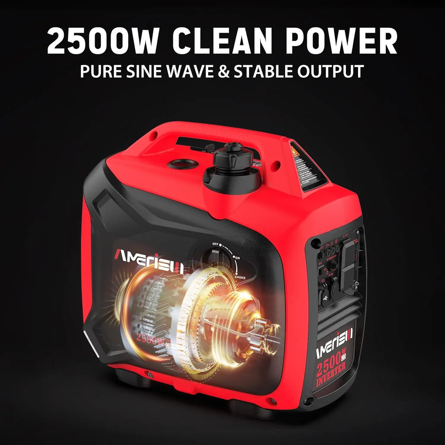 เครื่องกําเนิดไฟฟ้าอินเวอร์เตอร์แบบพกพา 2500W พร้อมเซ็นเซอร์ CO และเทคโนโลยีที่เงียบสงบ เครื่องกําเนิดไฟฟ้าขนาดเล็กสําหรับการตั้งแคมป์ ตามมาตรฐาน EPA