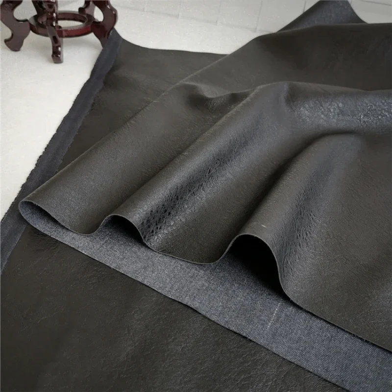 Medium Thick Black PU Leather Handle Soft Motorcycle Jacket Leather Pants Fabric Cloth Per Meter Apparel Sewing Diy Material