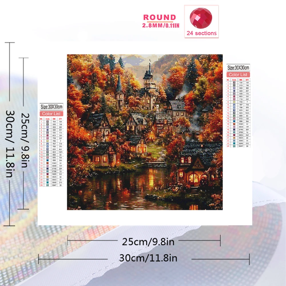 Momoart Diamond Mosaic House Landscape Full Drill Square Diamond Painting Tree DIY New Collection Home Bedroom Wall Artwork