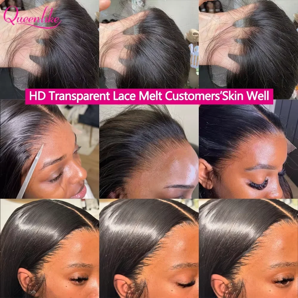 Queenlike 30 Inch Lace Frontal Wigs Human Hair 13x6 HD Transparent Lace Pre Plucked Straight Human Hair Wigs For Women Big Sale